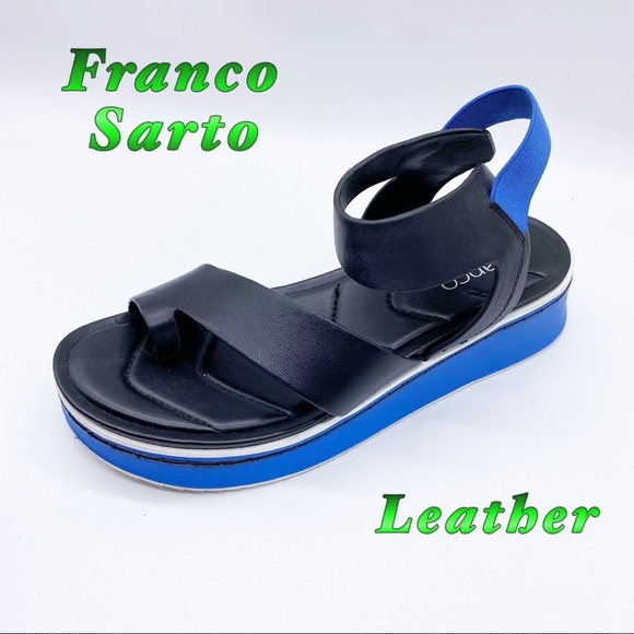 Franco Sarto Shoes - Franco Sarto-Leather Black blue Platform Sandals 7.5